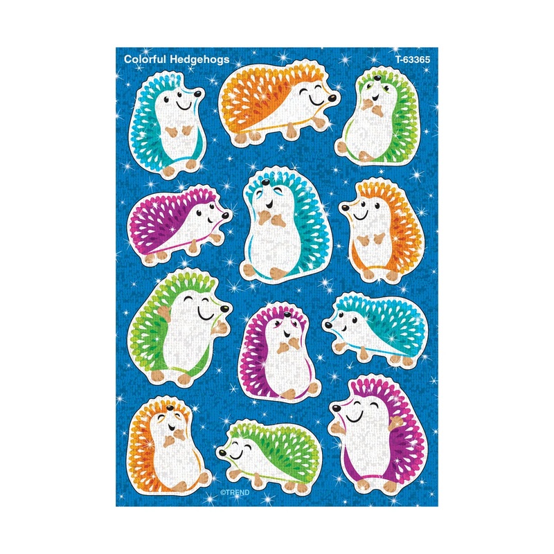 Colorful Hedgehogs Sparkle Stickers  Large