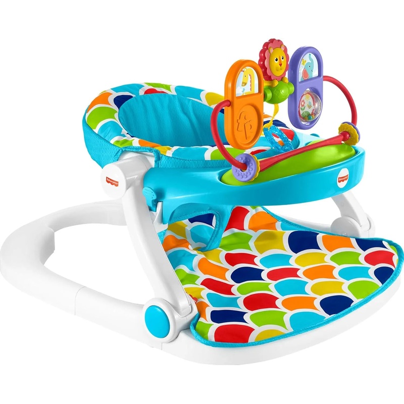 Fisher-Price Portable Baby Chair, Deluxe Sit-Me-Up Floor Seat with Removable Toys and Snack Tray, Happy Hills (See Description)
