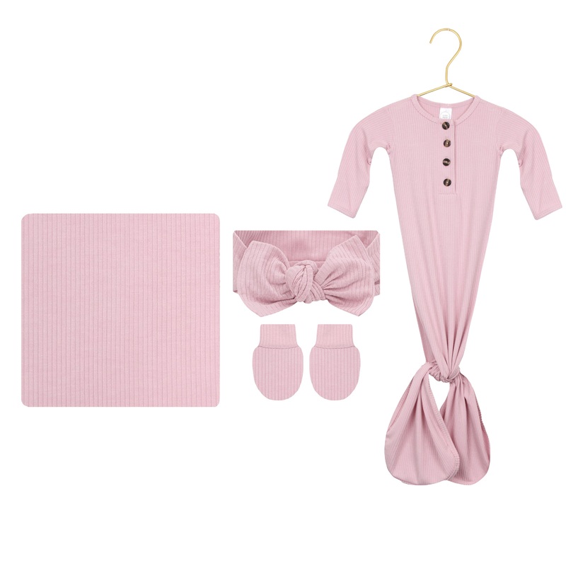 Haven Ribbed Newborn Headband Bundle (Gown)