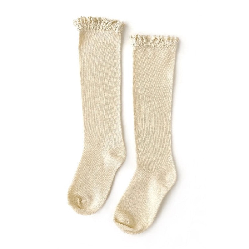 Lace Top Knee High Socks – Vanilla