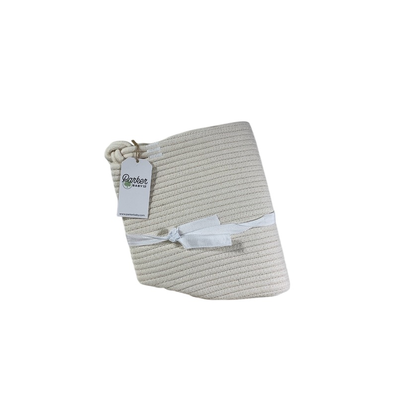 Parker Baby Co. Rope Storage Basket, White, Cube