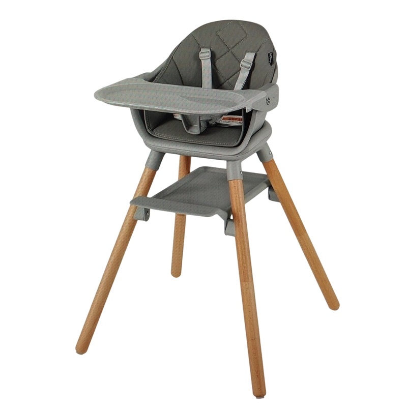 Baby Joy Convertible Wooden High Chair, Gray
