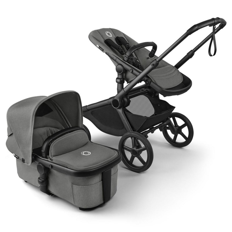 Bugaboo Kangaroo Complete Single-to-Double Stroller – Black / Moon Grey / Moon Grey