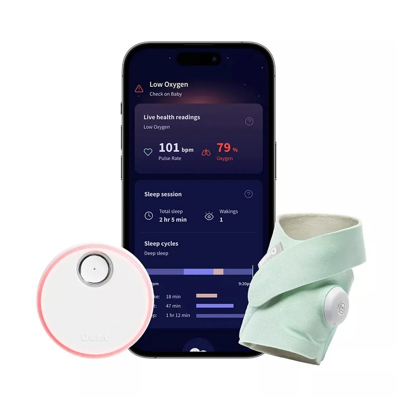 Dream Sock – Smart Baby Monitor with Live Health Readings and Notifications – Mint (see description)