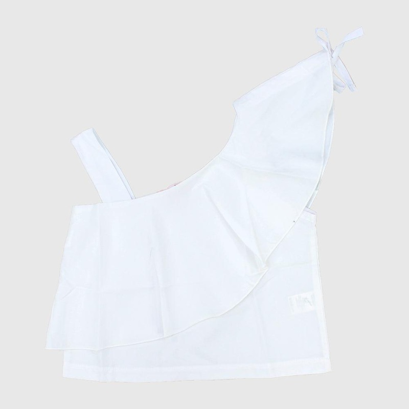 Ruffled Shoulder Sleeveless Blouse