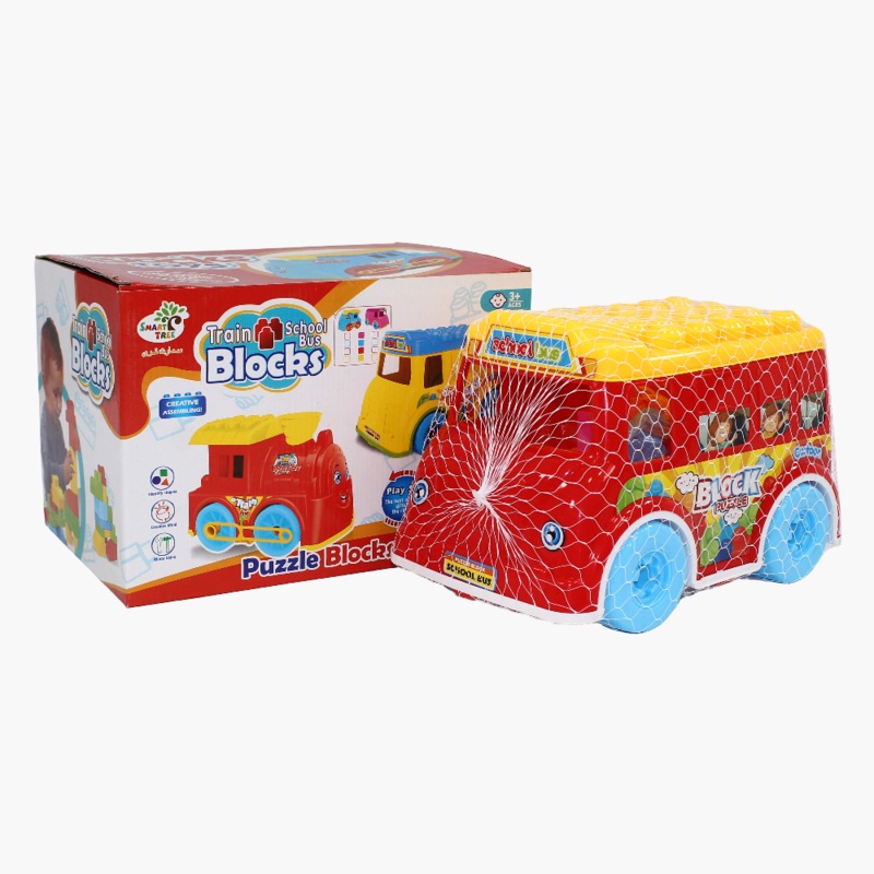 School Bus Blocks Set – Red Buildable Toy for Kids (3+)