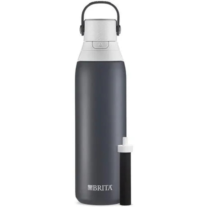 20oz Premium Double-Wall Stainless Steel Insulated Filtered Water Bottle – Dark Gray (See Description)