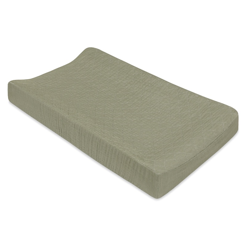 Babyletto Matcha Quilted Changing Pad Cover in GOTS Certified Organic Muslin Cotton