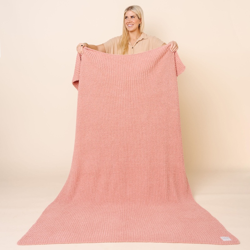 Chenille Blanket – Rose – Adult/Throw