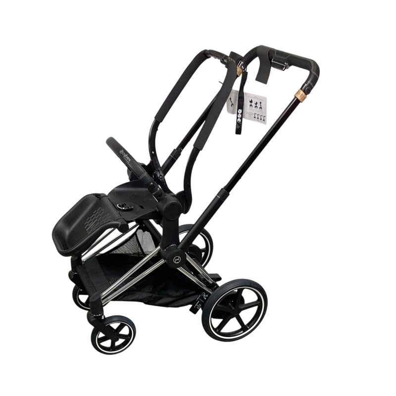 Cybex E-PRIAM Stroller Frame Only, 2021, Chrome With Black Details, with Battery