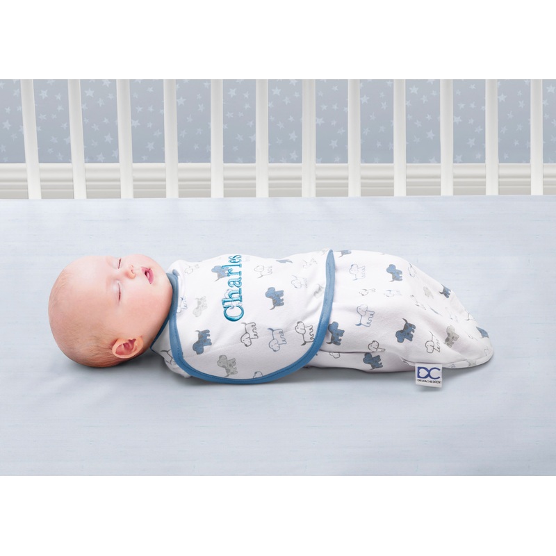 Personalized Little Lambs Adjustable Swaddle Wrap – 100% Cotton – Size Extra Small, Fits Babies 0-3 Months/4-7 lbs.