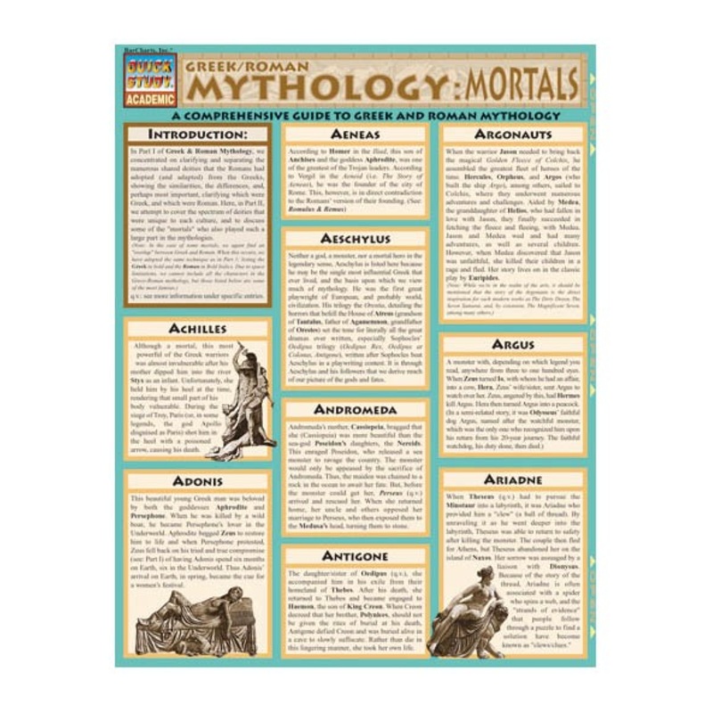 QuickStudy Mythology: Greek/Roman Mortals Laminated Study Guide