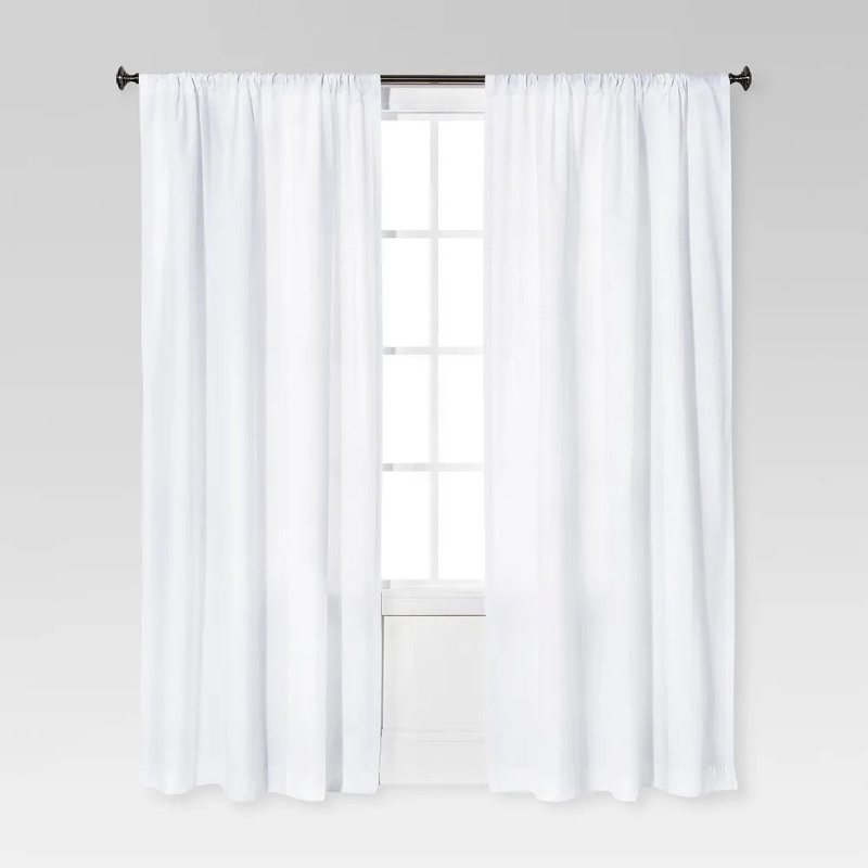 54″x84″ Light Filtering Farrah Window Curtain Panel White – Threshold: Cotton & Recycled Polyester, Rod Pocket