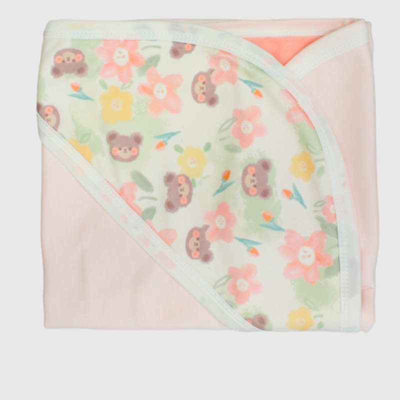 Bear Heads & Flowers Baby Blanket
