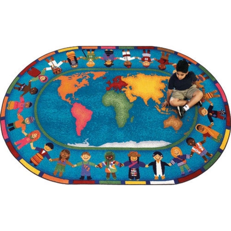 Hands Around the World Rug, 5’4″ x 7’8″ Oval