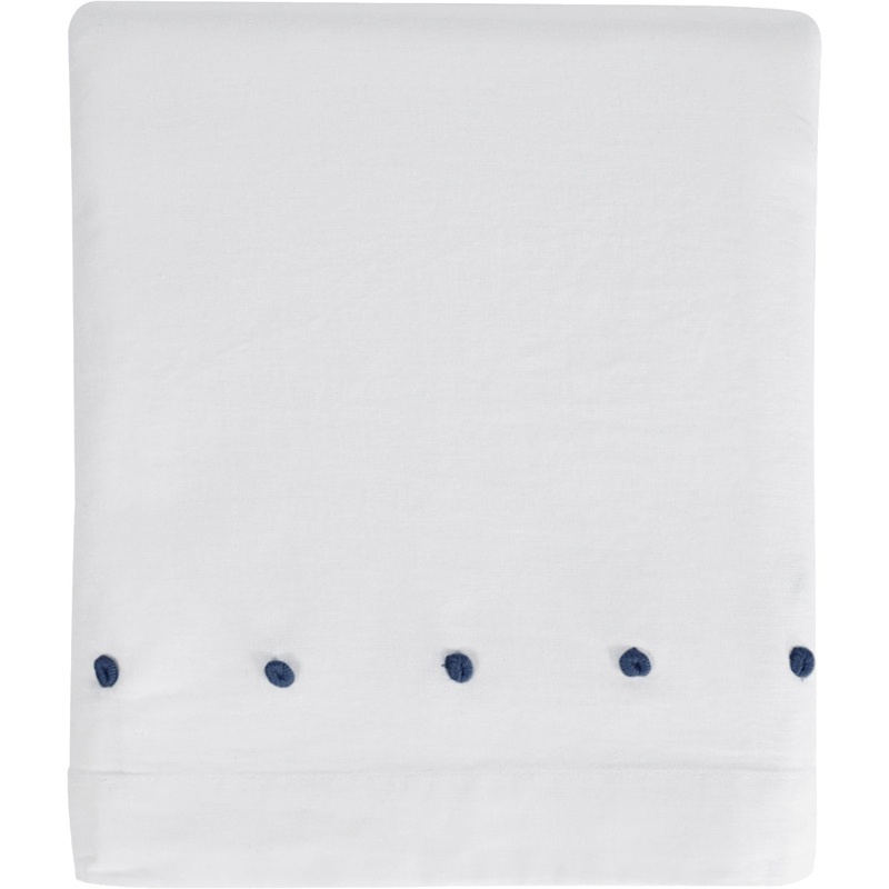 Hello Spud Crib Skirt – French Knot Navy Blue