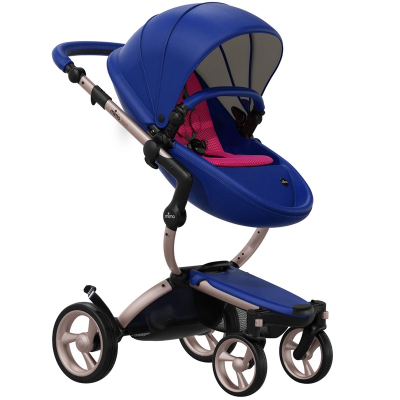 Mima 2019 Xari Complete Stroller, Rose Gold – Royal Blue / Magenta