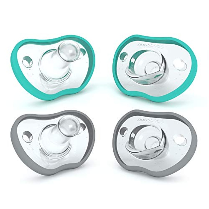 Nanobb Flexy Pacifier 4 Pack, Grey/Teal
