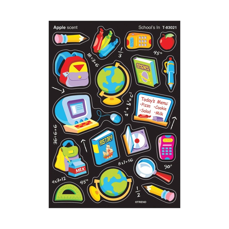 School’s In, Apple scent Scratch ‘n Sniff Stinky Stickers  Mixed Shapes