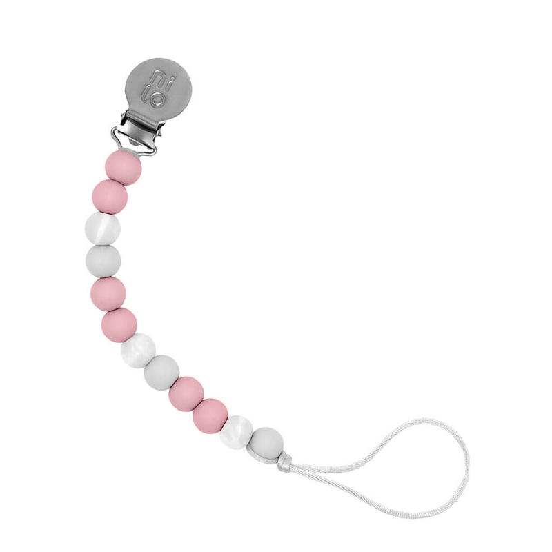 Small Silicone Beads Pacifier Holder Pink Powder