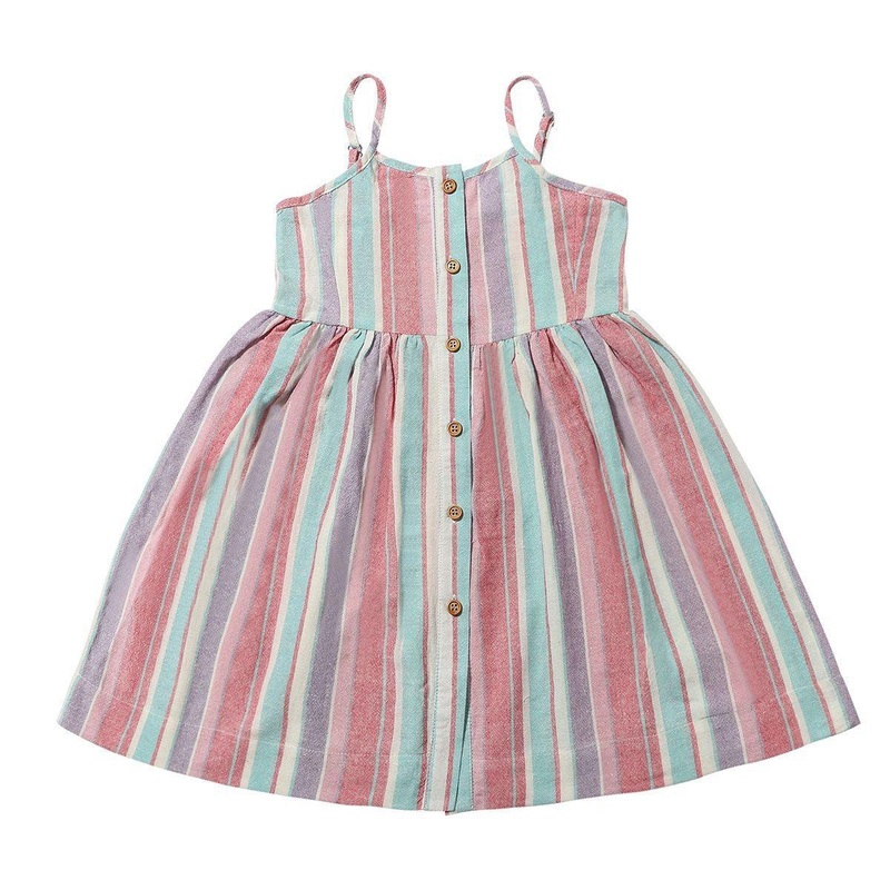 Vignette – Sleeveless Button-Up Dress – Pink + Purple Stripe