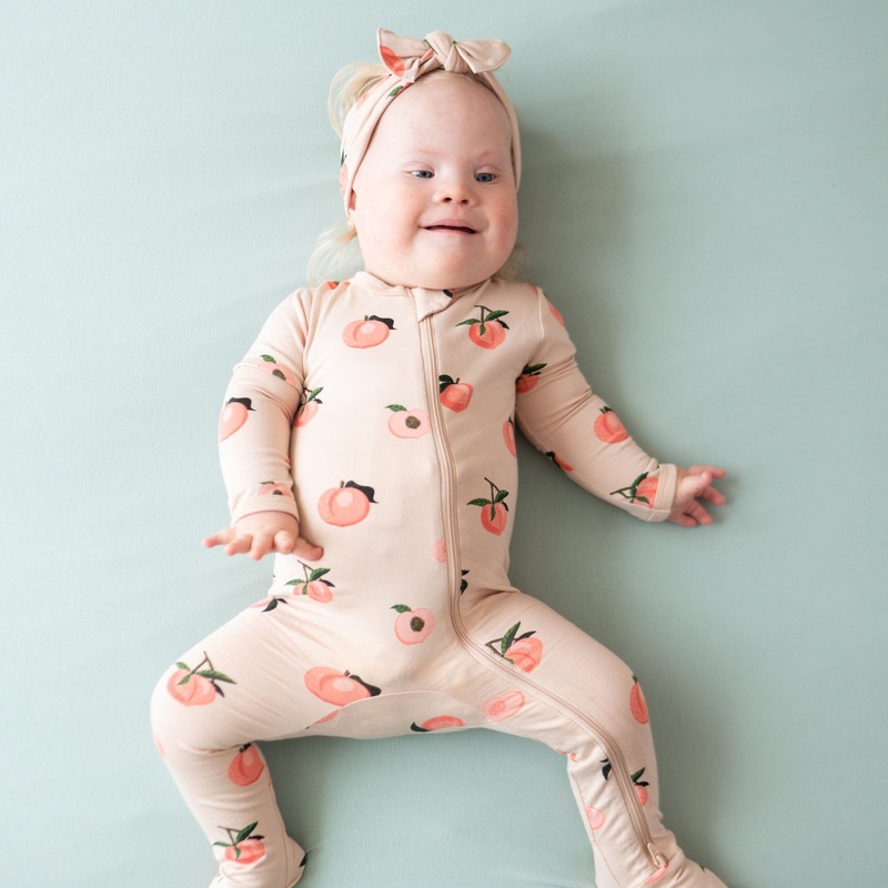 Zippered Footie in Peach