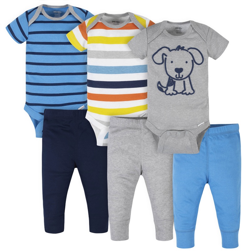 6-Piece Baby Boys Dog Onesies Brand Bodysuits & Pants Set
