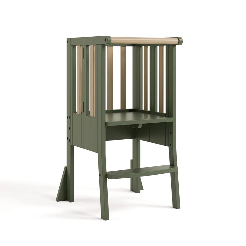 Foldable Toddler Step Stool – Olive/Driftwood