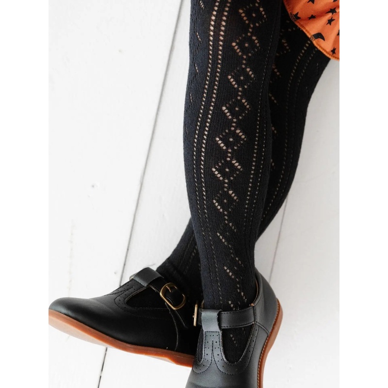 Little Stocking Co. Fancy Knit Tights – Black