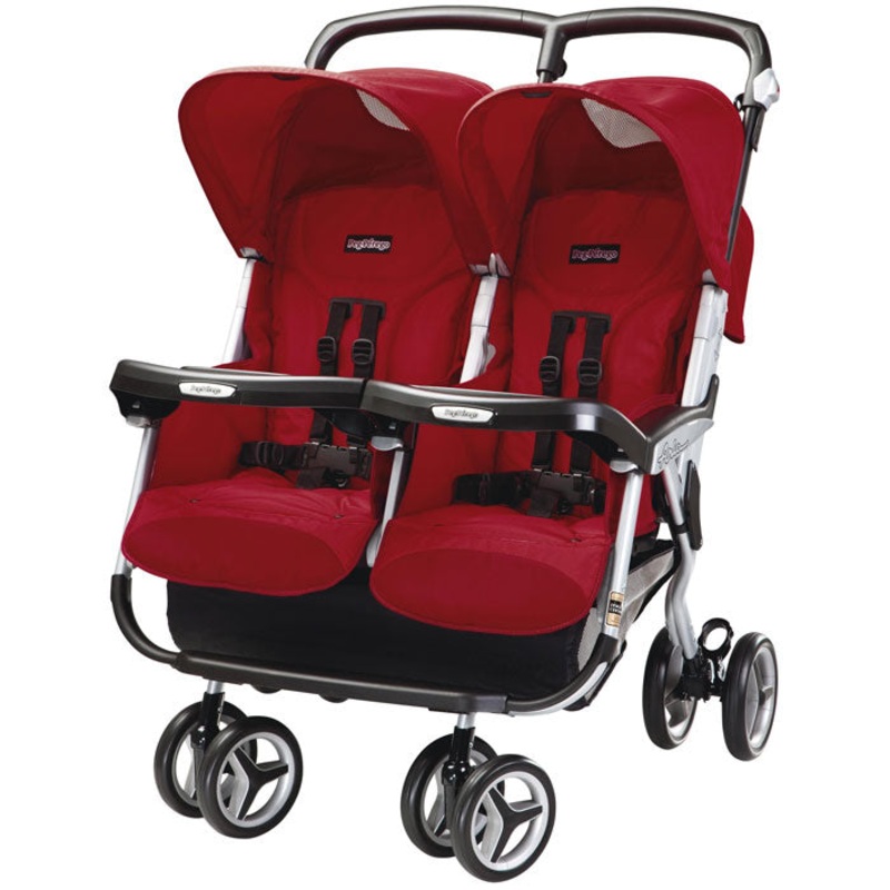 Peg Perego Aria Twin 60/40 Double Stroller – Geranium