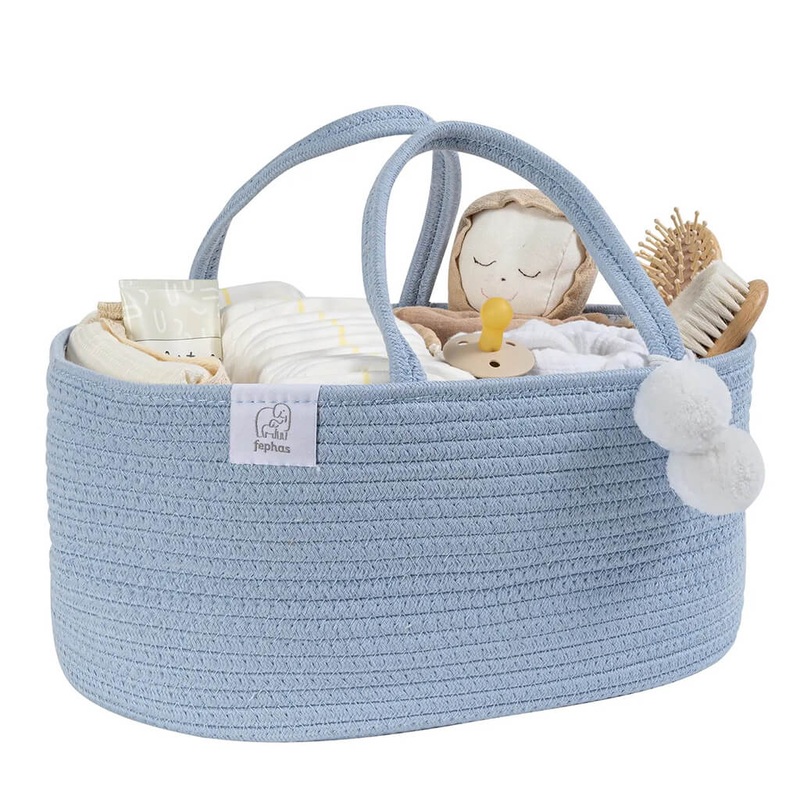 Rope Diaper Caddy – Misty Blue