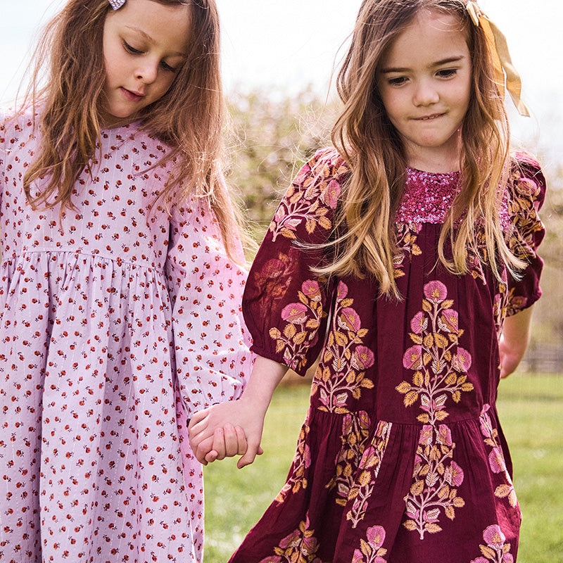 Girl’s Amma Dress – Lavender Tiny Roses