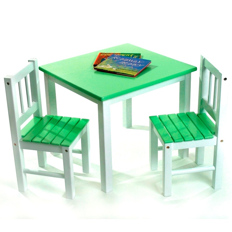 Lipper International Kids’ Table & Chair Set in Green & White – 513GR