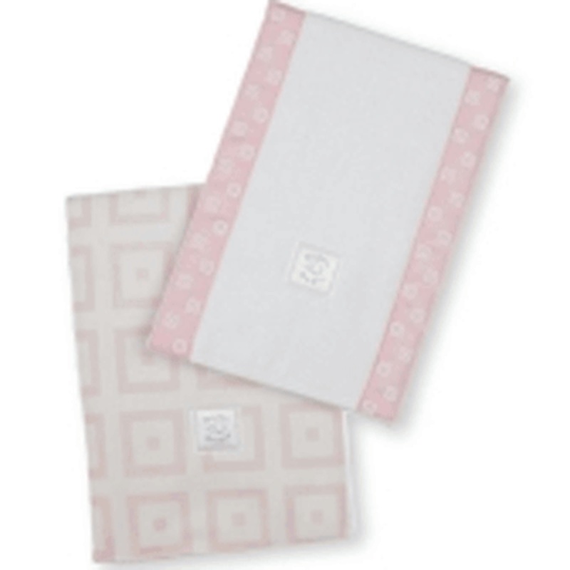 Swaddle Designs Baby Burpie Set in Pastel Pink Mod Squares