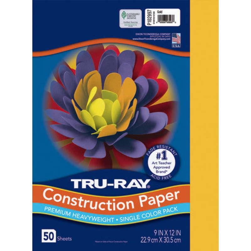 Tru-Ray Fade-Resistant Construction Paper, 9″ x 12″, Gold