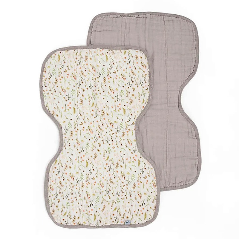 2-Pack Organic Cotton Burp Cloth Floral Field/Driftwood