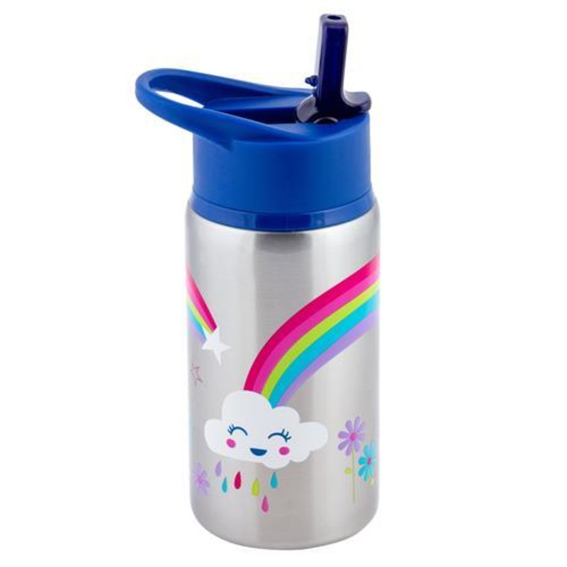 Flip Top Stainless Steel Bottle (Clouds & Rainbows)