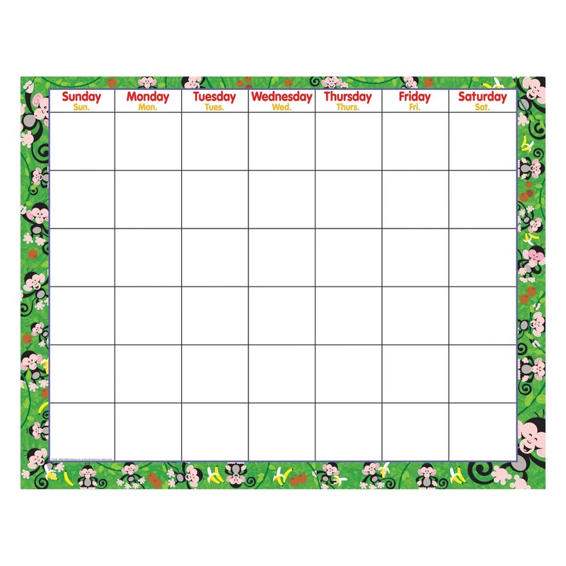 Monkey Mischief Wipe-Off Calendar  Monthly