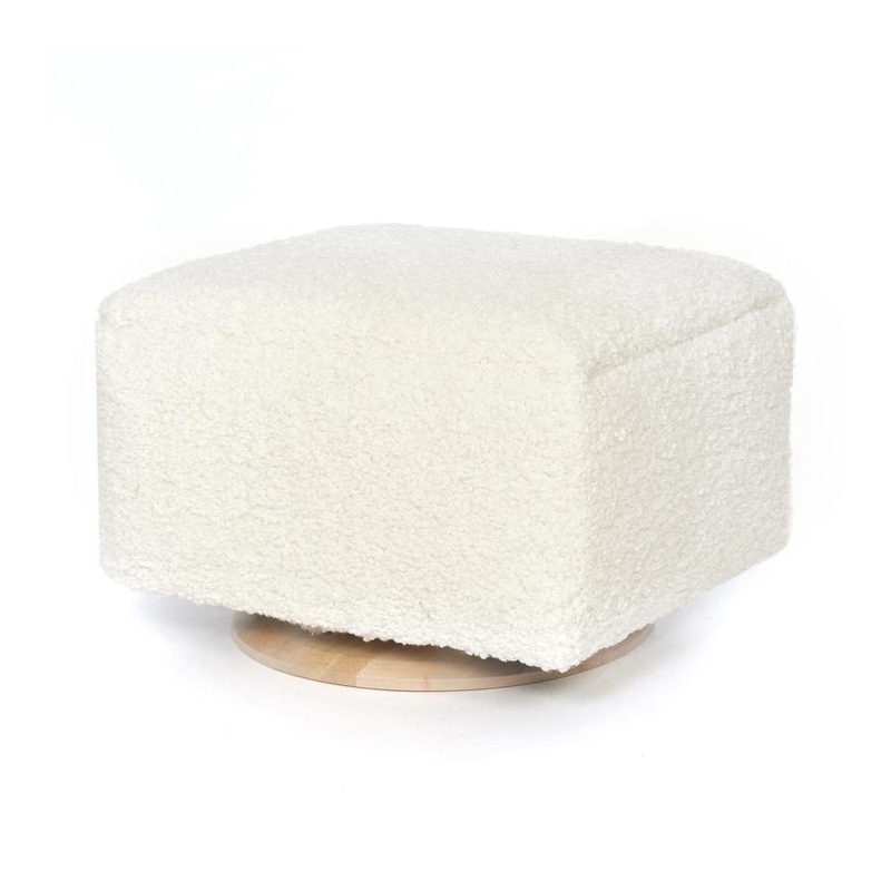 Small Stationary Ottoman with Wood Base