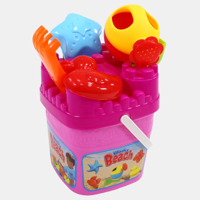 Beach Bucket with Toys  Pink & Fuchsia