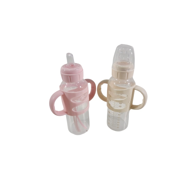 Dr. Brown’s Wide-Neck Sippy Bottles with Silicone Handles 2 Pack, 9 oz/270 ml, Light Pink/Ecru, Spout