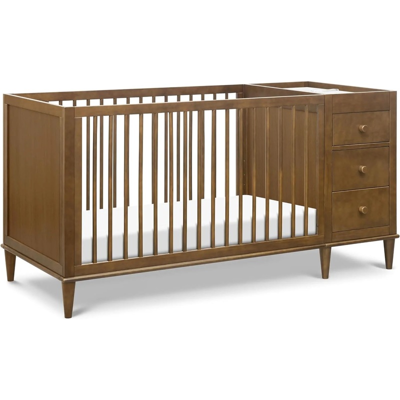 Marley Convertible 3-in-1 Crib and Changer Combo – Walnut