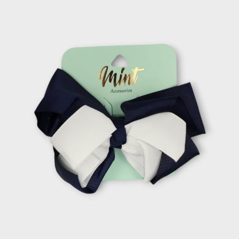 Navy/White Bow Hair Pin