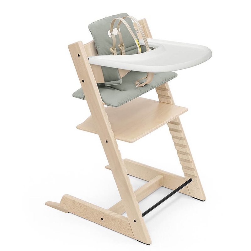 Tripp Trapp High Chair 2 Natural Glacier Green Cushion Tray