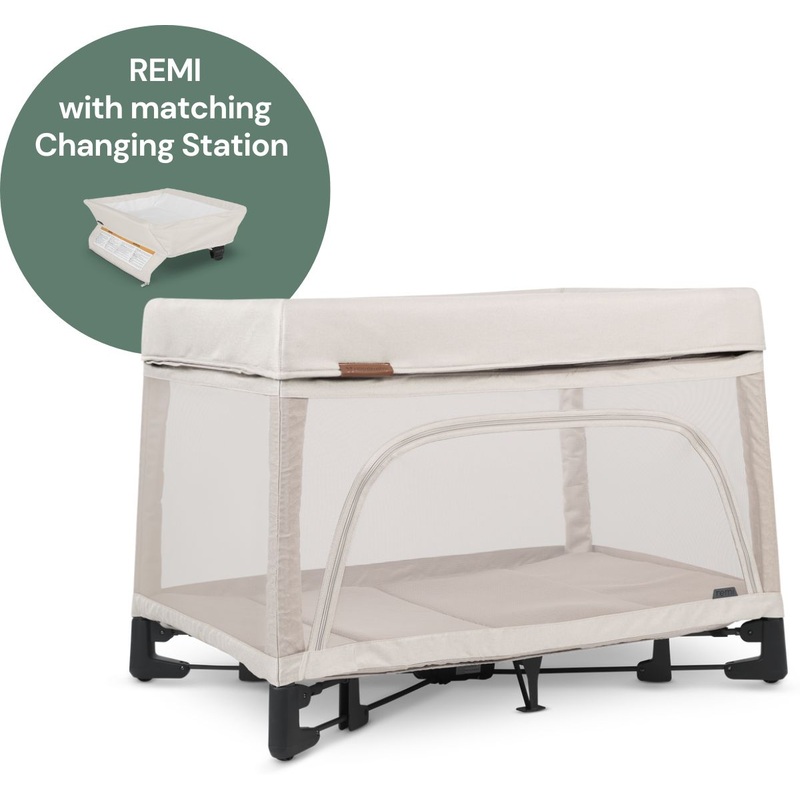UPPAbaby REMI Playard + Changing Station Bundle – Charlie (Sand Melange)