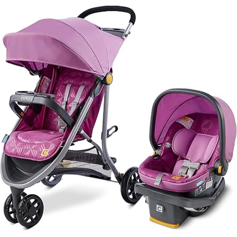 Century Stroll On 3-Wheel 2-in-1 Lightweight Travel System, 2022, Berry