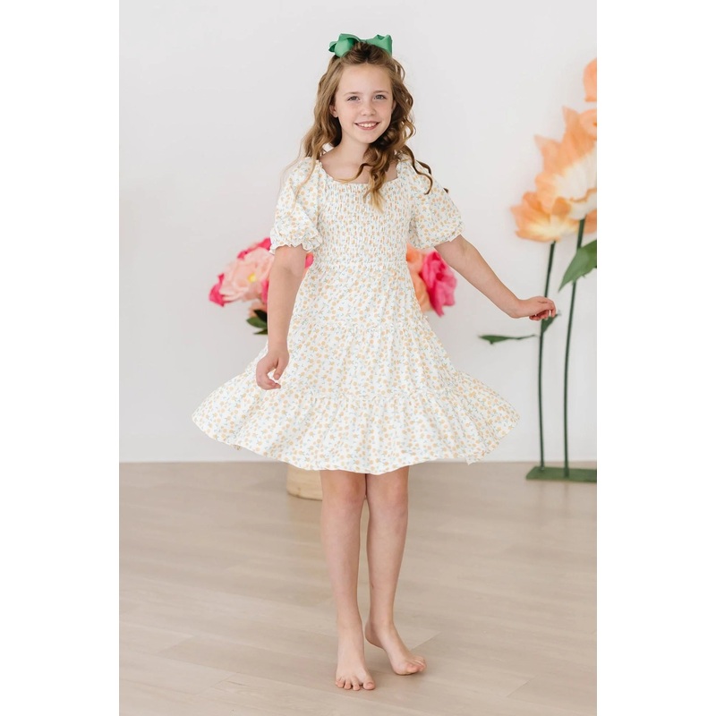 Marvelous Marigolds Smocked Ruffle Dress