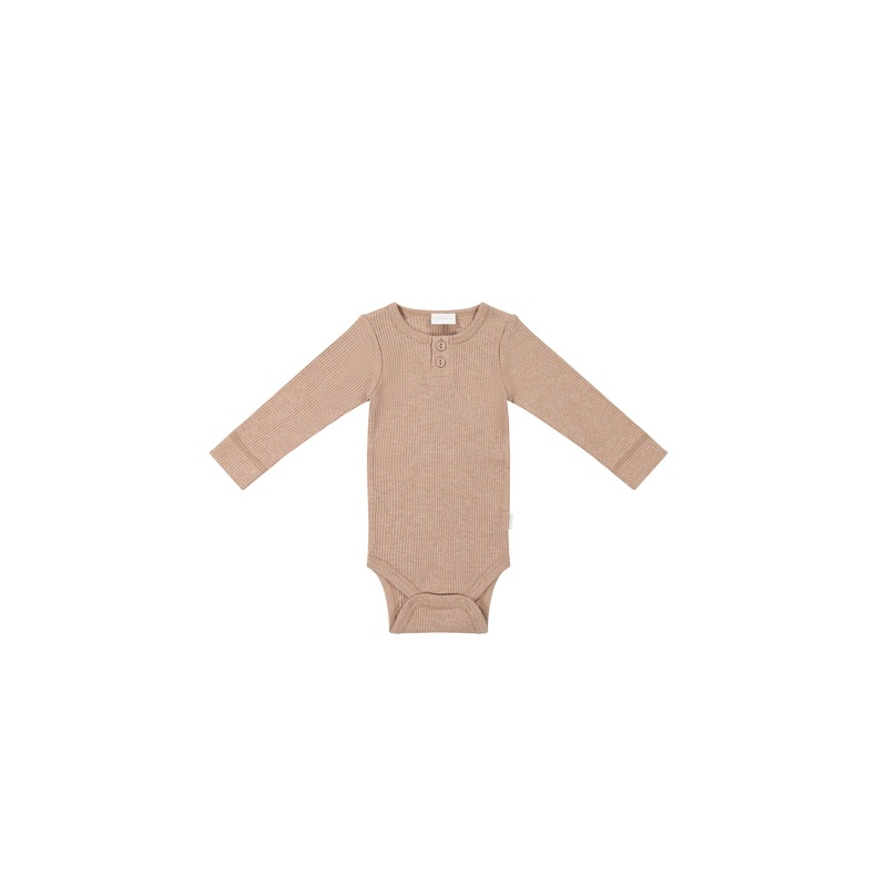 Organic Cotton Modal Long Sleeve Bodysuit – Hazelnut Marle