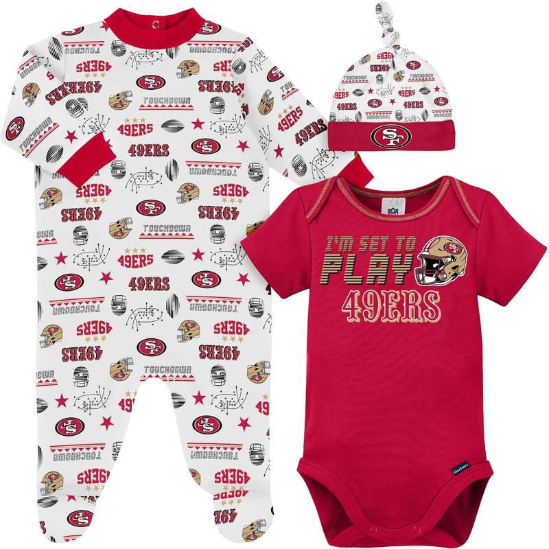 3-Piece Baby Boys 49ers Bodysuit, Sleep ‘n Play, & Cap Set