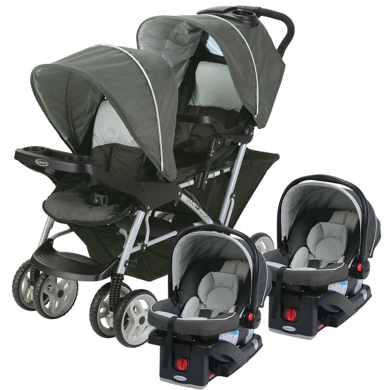 Graco DuoGlider Click Connect Double Stroller with Two Car Seats – Glacier